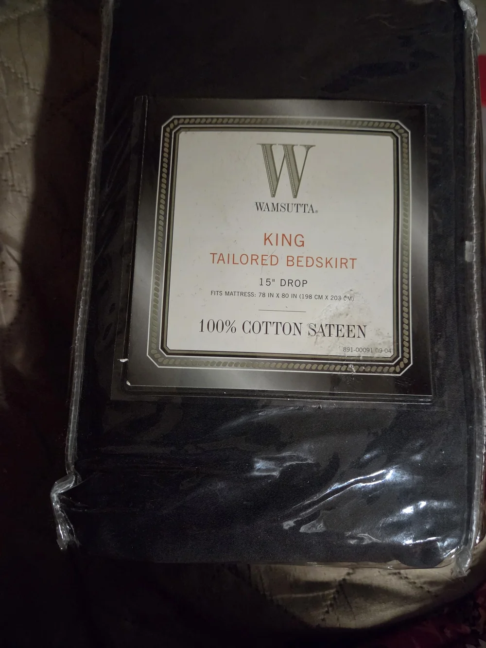 NWT Wamsutta King Tailored Bedskirt in Black Cotton Sateen